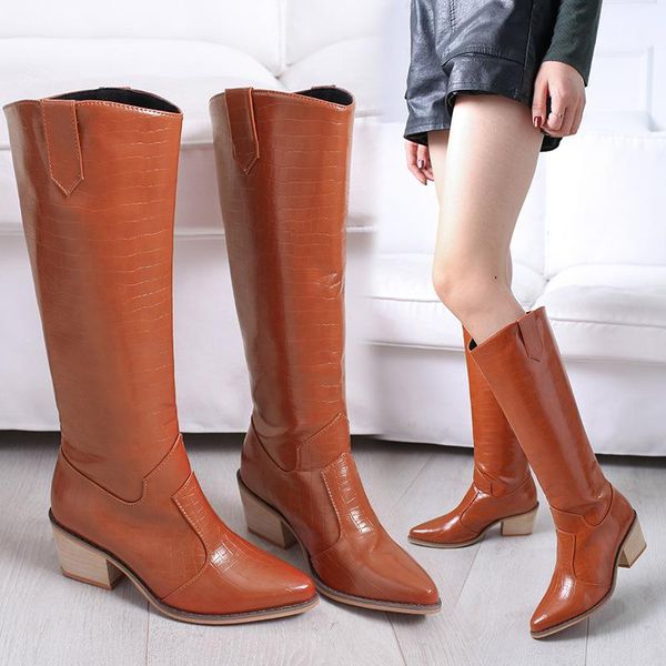 pointed toe fashion slip-on women knee high boots mature med square heel autumn winter boots pu party ladies shoes rubber, Black
pointed toe fashion slip-on women knee high boots mature med square heel autumn winter boots pu party ladies shoes rubber, Black