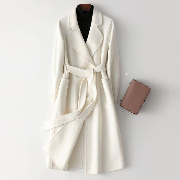 women's wool & blends fashion women woolen coat 100% handmade pure color white with belt chaqueta mujer femme, Black
women's wool & blends fashion women woolen coat 100% handmade pure color white with belt chaqueta mujer femme, Black