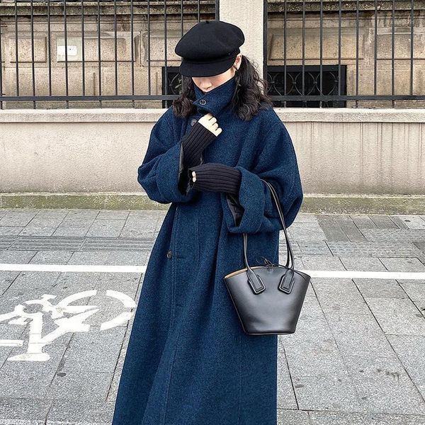 sea blue woolen coat women's middle and long style loose and thickened korean woolen coat in autumn winter 20201, Black
sea blue woolen coat women's middle and long style loose and thickened korean woolen coat in autumn winter 20201, Black