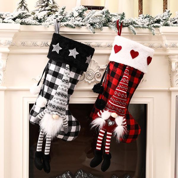 christmas socks creative red black grid hanging feet christmas candy gift bag decorations
christmas socks creative red black grid hanging feet christmas candy gift bag decorations