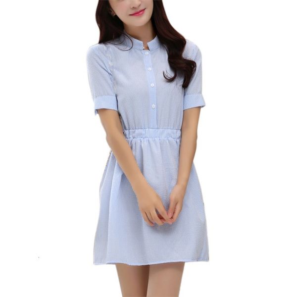 women summer striped short sleeve party pleated elbise soft cotton, Black;gray
women summer striped short sleeve party pleated elbise soft cotton, Black;gray