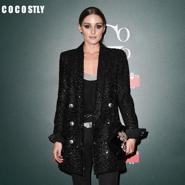 women's suits & blazers fashion 2021 designer blazer women double lion buttons shawl collar glitter sequined long runway black, White;black
women's suits & blazers fashion 2021 designer blazer women double lion buttons shawl collar glitter sequined long runway black, White;black