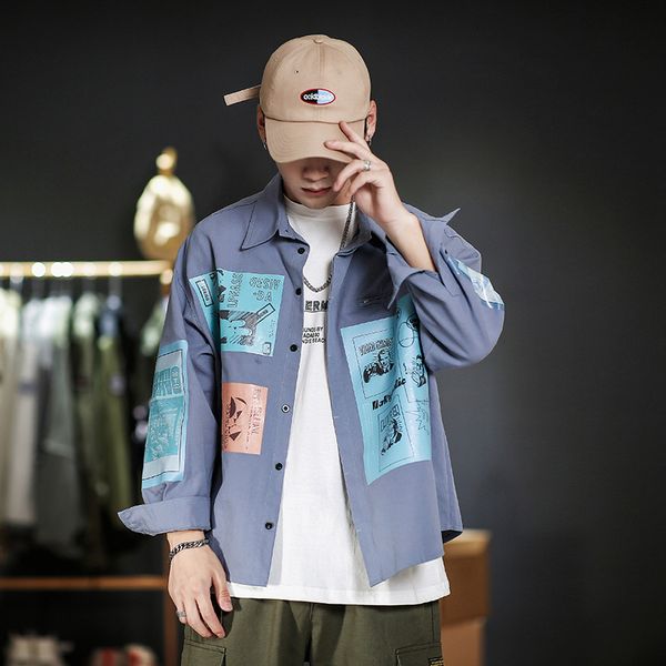 2021 new black blue hip hop streetwear korean clothes casual brand oversize shirt men long sleeve spring autumn ypfb, White;black
2021 new black blue hip hop streetwear korean clothes casual brand oversize shirt men long sleeve spring autumn ypfb, White;black