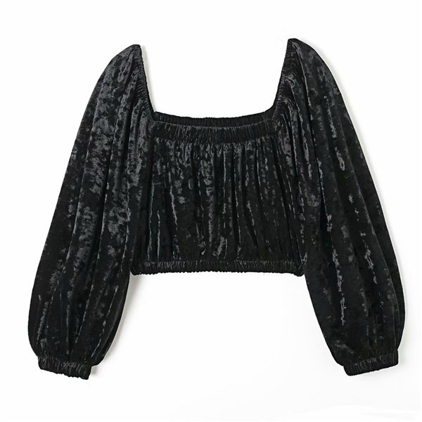 2021 new elegant women square collar shirts fashion ladies lantern sleeve streetwear female black velvet short blouses hsj5, White
2021 new elegant women square collar shirts fashion ladies lantern sleeve streetwear female black velvet short blouses hsj5, White