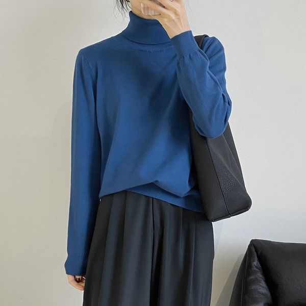 2021 new spring turtleneck thin pure color knitted fashion sweater casual women blue pullovers pull femme keji, White;black
2021 new spring turtleneck thin pure color knitted fashion sweater casual women blue pullovers pull femme keji, White;black