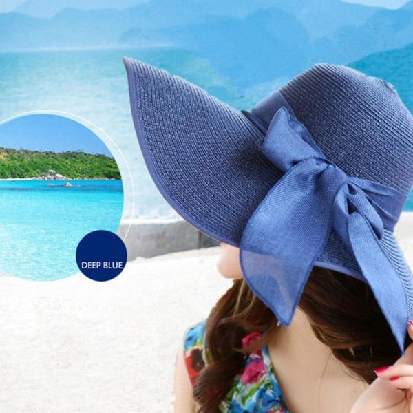 missky women girl beach sun cap solid color bowknot big eaves straw hat fashion folding sun hat female chapeu feminino, Blue;gray
missky women girl beach sun cap solid color bowknot big eaves straw hat fashion folding sun hat female chapeu feminino, Blue;gray