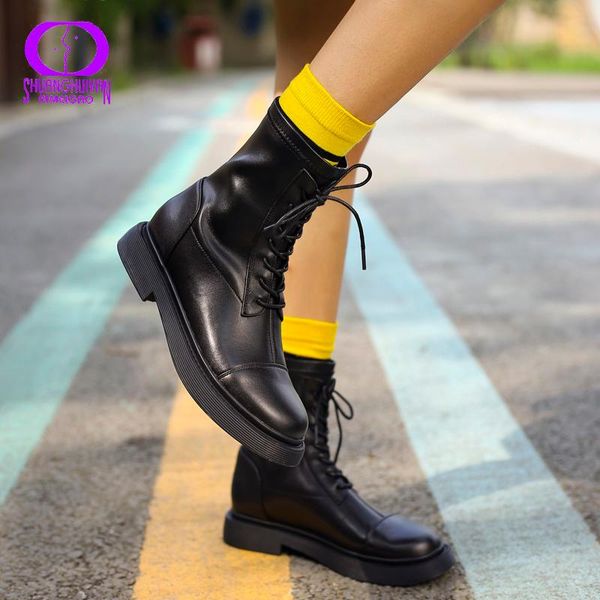 aimeigao autumn winter fashion cowhide martin boots women 2020 sewing patchwork shoes female lace-up platform ankle boots white, Black
aimeigao autumn winter fashion cowhide martin boots women 2020 sewing patchwork shoes female lace-up platform ankle boots white, Black