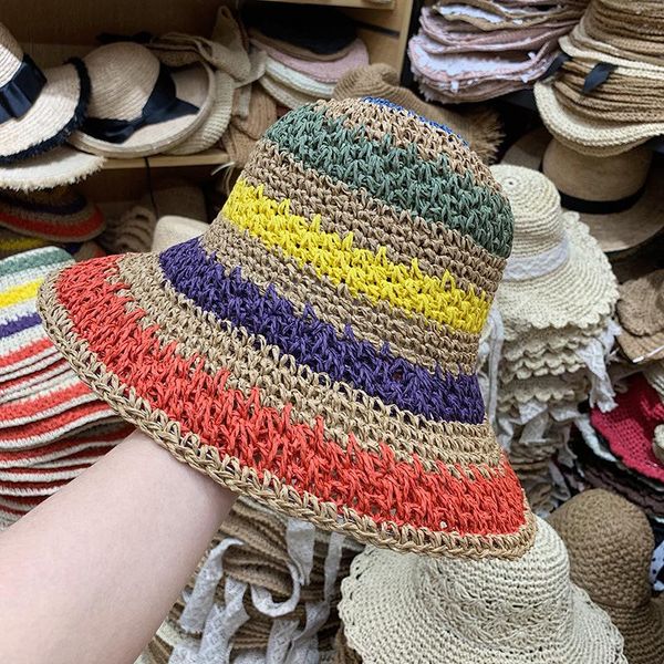 wide brim hats 202102-yz006 handmade grass color striped beach bucket cap women leisure fishermen hat, Blue;gray
wide brim hats 202102-yz006 handmade grass color striped beach bucket cap women leisure fishermen hat, Blue;gray