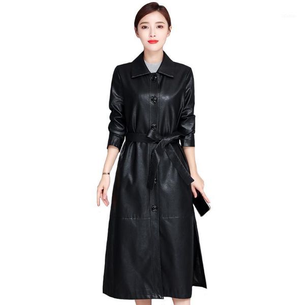 women's leather & faux x-long women jacket with belt autumn winter oversize black pu coat female trench coat1
women's leather & faux x-long women jacket with belt autumn winter oversize black pu coat female trench coat1