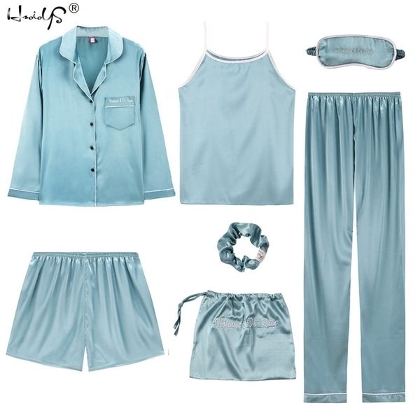 women 7 pieces pajamas sets stripe printing satin silk pajamas women's sleepwear lovely home clothing long and short pijama 201114, Black;red
women 7 pieces pajamas sets stripe printing satin silk pajamas women's sleepwear lovely home clothing long and short pijama 201114, Black;red
