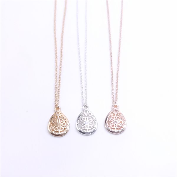 new classic water drop shape pendant hollow-out flower craft jewelry fashion design european and american style women's necklace, Silver
new classic water drop shape pendant hollow-out flower craft jewelry fashion design european and american style women's necklace, Silver