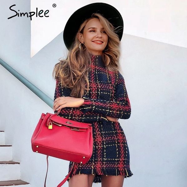 simplee elegant plaid tweed women office dress winter autumn long sleeve warm red dresses vintage vestidos dresses festa y200120, White;black
simplee elegant plaid tweed women office dress winter autumn long sleeve warm red dresses vintage vestidos dresses festa y200120, White;black