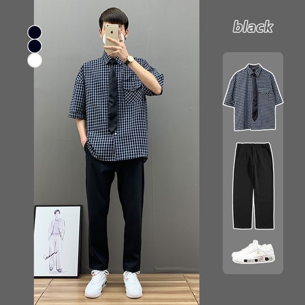 casual plaid men's short sleeve loose fashion brand trendy and handsome students new summer shirt thin coat
casual plaid men's short sleeve loose fashion brand trendy and handsome students new summer shirt thin coat