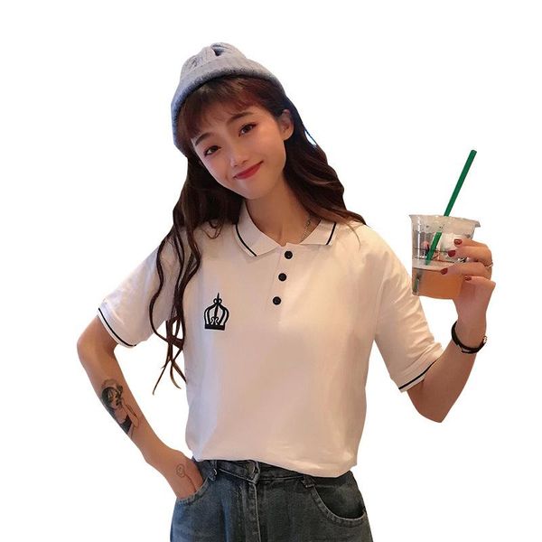 women's polos shirt female embroidery print summer 2021 korean fashion lapel short sleeve white ins women
women's polos shirt female embroidery print summer 2021 korean fashion lapel short sleeve white ins women