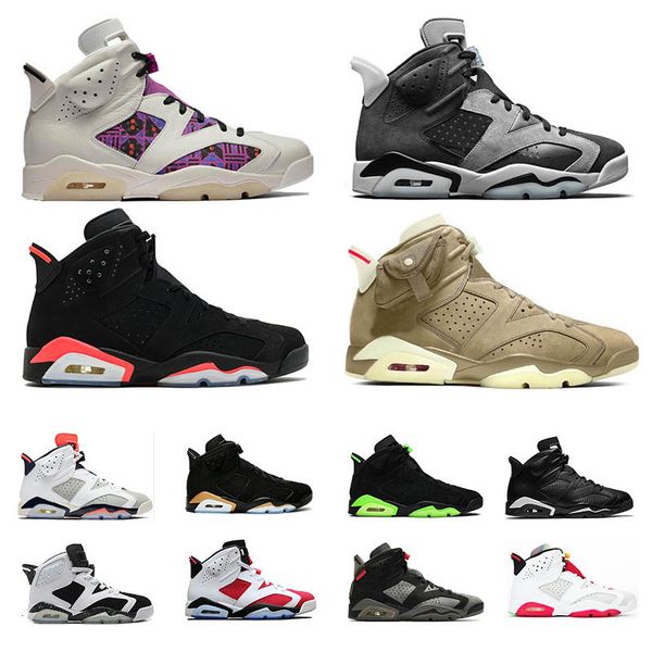 6 6s men basketball shoes blue tinker reflective infrared smoke grey tech chrome dmp hare electric green sports sneakers, White;red