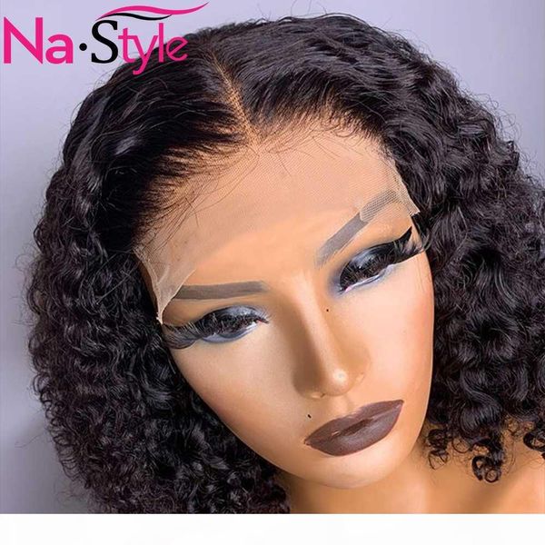 short curly bob human hair wigs pre plucked 4x4 closure wig for balck women baby hair remy brazilian pixie wig human 150%, Black;brown