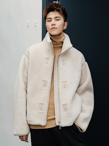 men's leather & faux 2021 real coat sheep shearling men natural merino wool fur short autumn winter jacket 19024 kj3325, Black
men's leather & faux 2021 real coat sheep shearling men natural merino wool fur short autumn winter jacket 19024 kj3325, Black