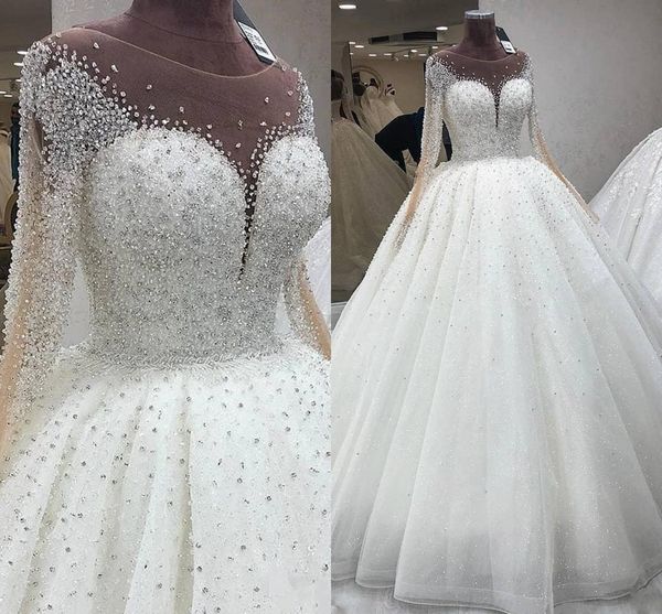 luxurious crystals sequins beaded ball gown wedding dresses with illusion long sleeves sheer neck bridal gowns 2021 puffy vestidos al7217, White
luxurious crystals sequins beaded ball gown wedding dresses with illusion long sleeves sheer neck bridal gowns 2021 puffy vestidos al7217, White