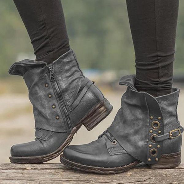 women boots leather ankle boots comfy heel shoes with side zipper for winter autumn plus size 35-43 vintage a66, Black
women boots leather ankle boots comfy heel shoes with side zipper for winter autumn plus size 35-43 vintage a66, Black