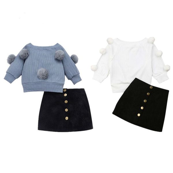 autumn toddler baby kids girls clothes sets 1-6y long sleeve hairball knit sweater+button mini skirt warm outfits sets 201126, White
autumn toddler baby kids girls clothes sets 1-6y long sleeve hairball knit sweater+button mini skirt warm outfits sets 201126, White