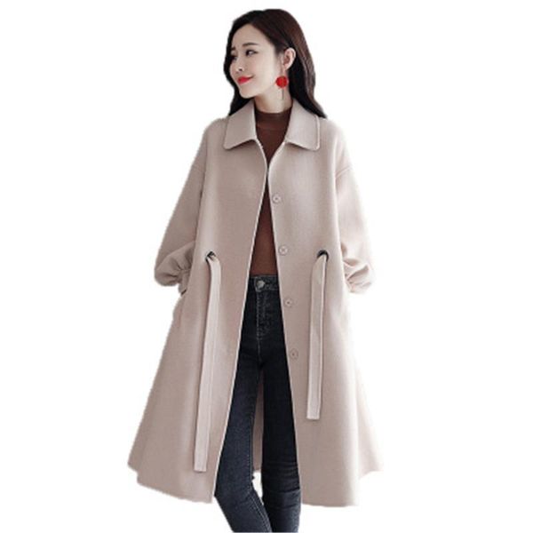 women's wool & blends autumn winter woolen coat warm coats sashes casual women large size female outerwear j948, Black
women's wool & blends autumn winter woolen coat warm coats sashes casual women large size female outerwear j948, Black
