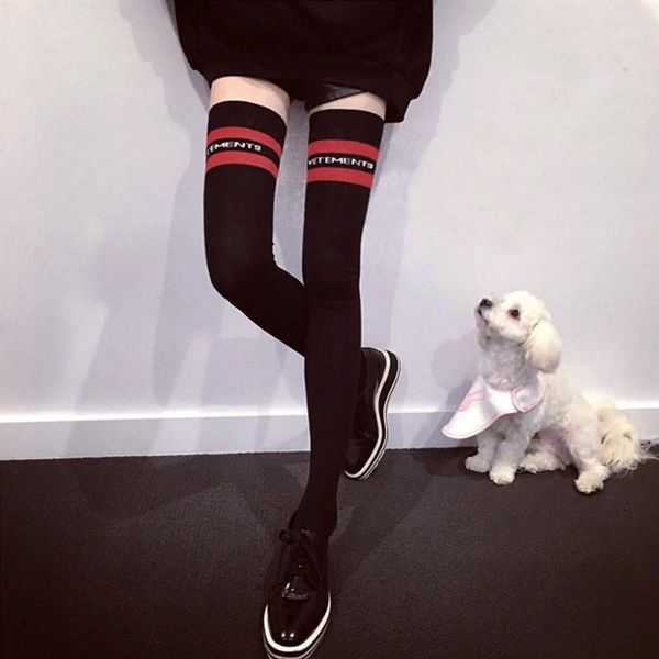2018 fashion hip hop limit catwalk models style red stripes letters knitting thigh high socks harakuju black knee high socks1, Black;white
2018 fashion hip hop limit catwalk models style red stripes letters knitting thigh high socks harakuju black knee high socks1, Black;white