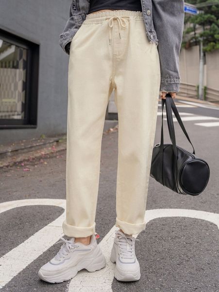 dazy drawstring waist straight leg pants t0gb#, Black;white
dazy drawstring waist straight leg pants t0gb#, Black;white