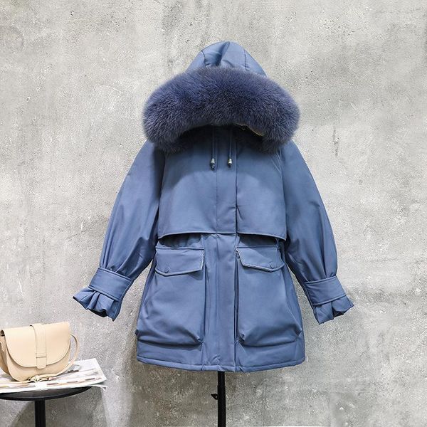 women winter white duck down parkas loose jackets large natural raccoon fur hooded warm medium long coats outwear1, Black
women winter white duck down parkas loose jackets large natural raccoon fur hooded warm medium long coats outwear1, Black