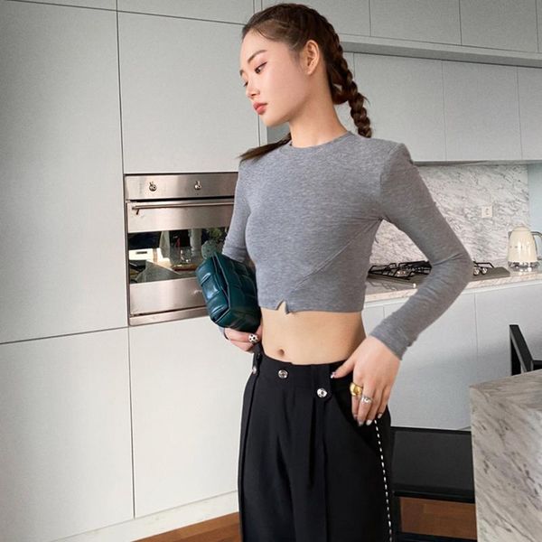 fashion bare midriff t-shirts women autumn winter slim botoming long sleeve round-neck casual short shirt streetwear female, White
fashion bare midriff t-shirts women autumn winter slim botoming long sleeve round-neck casual short shirt streetwear female, White