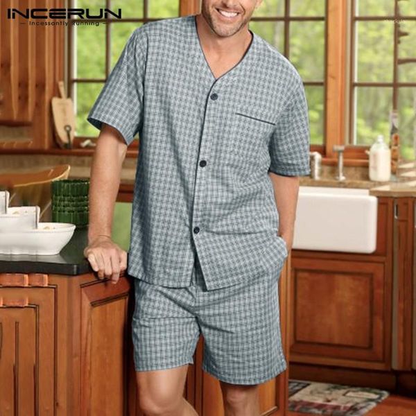 incerun fashion striped sleepwear suits homwear mens striped pajamas sets summer v neck blouse drawstring shorts sets 2 pieces 71, Black;brown
incerun fashion striped sleepwear suits homwear mens striped pajamas sets summer v neck blouse drawstring shorts sets 2 pieces 71, Black;brown