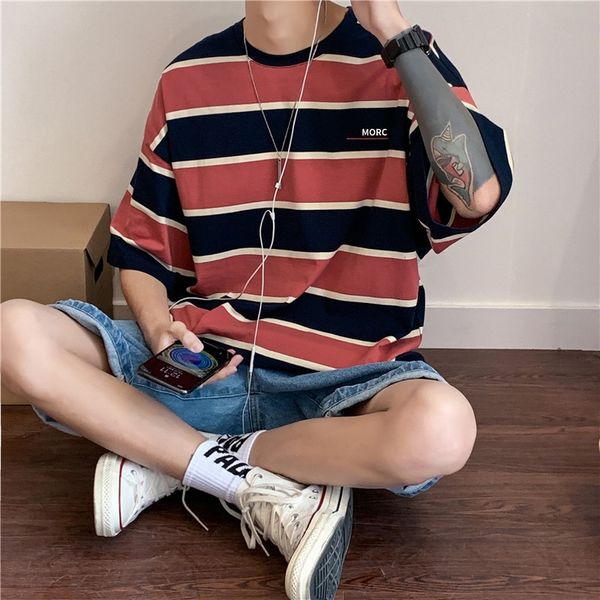 summer new men's fashion brand five t- shirtpoint striped short sleeve men's t-shirt looseshoulder sleeve bottomed shirt student d, Blue
summer new men's fashion brand five t- shirtpoint striped short sleeve men's t-shirt looseshoulder sleeve bottomed shirt student d, Blue