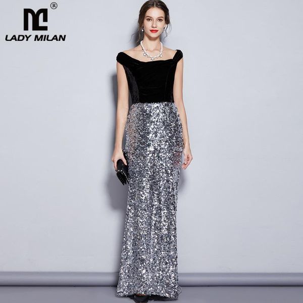 casual dresses women's runway designer slash neckline cap sleeves velvet bodice patchwork sequined elegant long party, Black;gray
casual dresses women's runway designer slash neckline cap sleeves velvet bodice patchwork sequined elegant long party, Black;gray