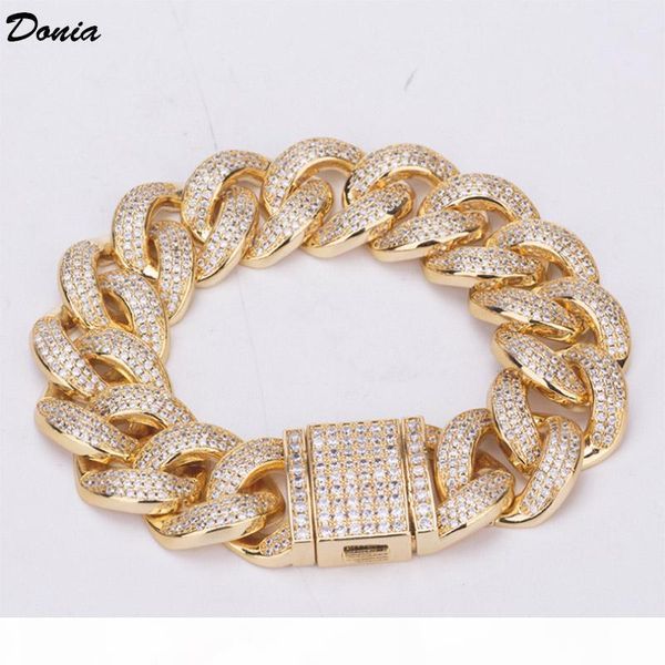 donia jewelry fashion europe and america hiphop hip hop bracelet micro inlaid zircon men's bracelet cuban chain, Black 
donia jewelry fashion europe and america hiphop hip hop bracelet micro inlaid zircon men's bracelet cuban chain, Black