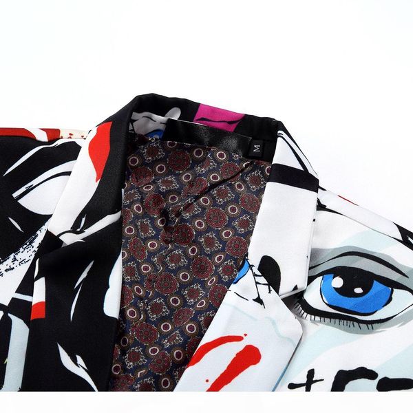 2018 new tide mens fashion print blazer design plus size hip casual male slim fit suit jacket singer costume, White;black
2018 new tide mens fashion print blazer design plus size hip casual male slim fit suit jacket singer costume, White;black