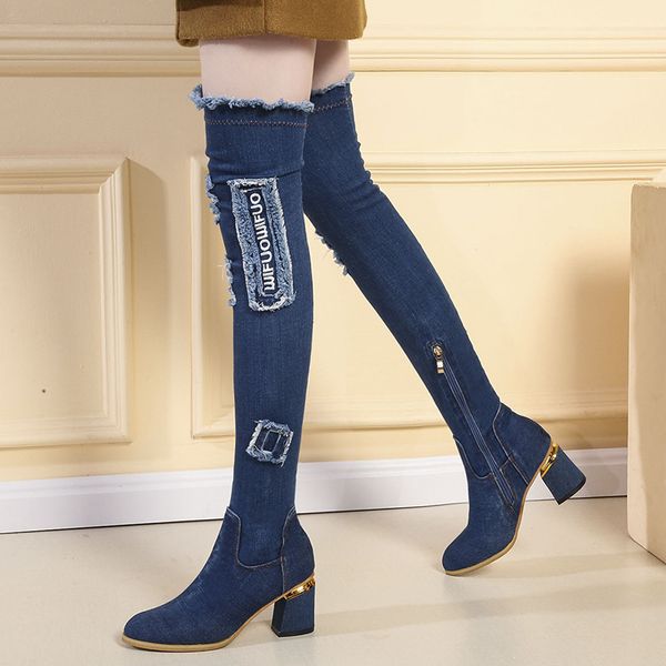 boots womens over denim the knee pointed toe thick high heels shoes woman casual tassel cut out jeans long botas mujer, Black
boots womens over denim the knee pointed toe thick high heels shoes woman casual tassel cut out jeans long botas mujer, Black