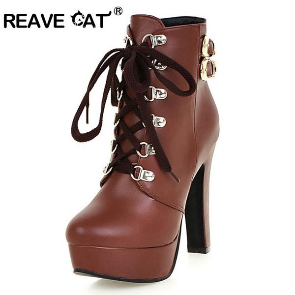 boots reave cat lace-up buckle pu leather ankle gothic for women winter shoes ladies thick high heel booties warm platform a971, Black
boots reave cat lace-up buckle pu leather ankle gothic for women winter shoes ladies thick high heel booties warm platform a971, Black