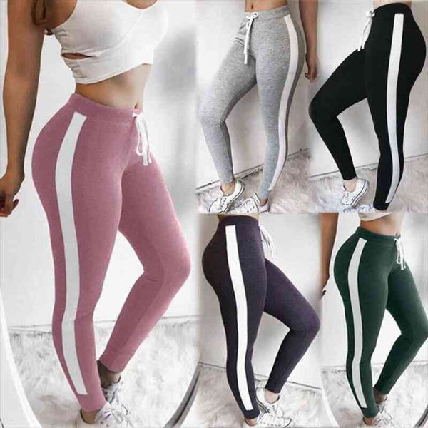 women sports pants side striped high waist fitness leggings running gym scrunch trousers trianing exercise pencil pants, Black;white
women sports pants side striped high waist fitness leggings running gym scrunch trousers trianing exercise pencil pants, Black;white