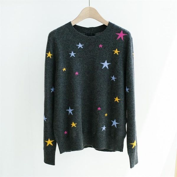 100% cashmere sweater women o-neck colorful stars long sleeve knit pull1, White;black
100% cashmere sweater women o-neck colorful stars long sleeve knit pull1, White;black