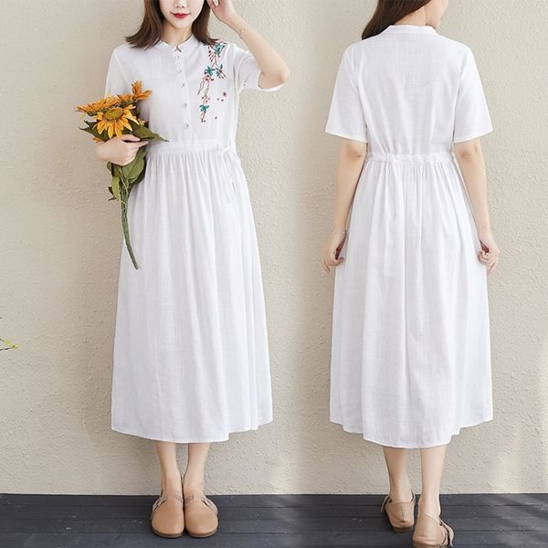 3q51q dress summer and artistic cotton new linen women's dress sleeve waist dressembroidered 2020 slimming embroidered long short loose, Black;gray
3q51q dress summer and artistic cotton new linen women's dress sleeve waist dressembroidered 2020 slimming embroidered long short loose, Black;gray