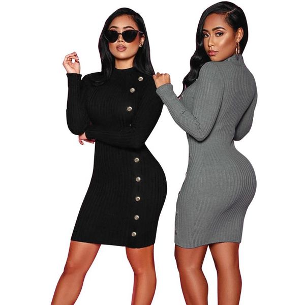 casual dresses autumn with buttons women dress solid color long sleeve slim fit ladies high waist package hip knitted, Black;gray
casual dresses autumn with buttons women dress solid color long sleeve slim fit ladies high waist package hip knitted, Black;gray