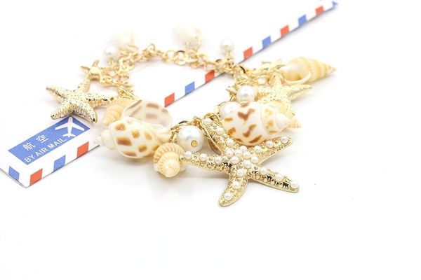 charm bracelet ocean style multi shell simulated-pearl chain beach bracelet bangle, Golden;silver
charm bracelet ocean style multi shell simulated-pearl chain beach bracelet bangle, Golden;silver