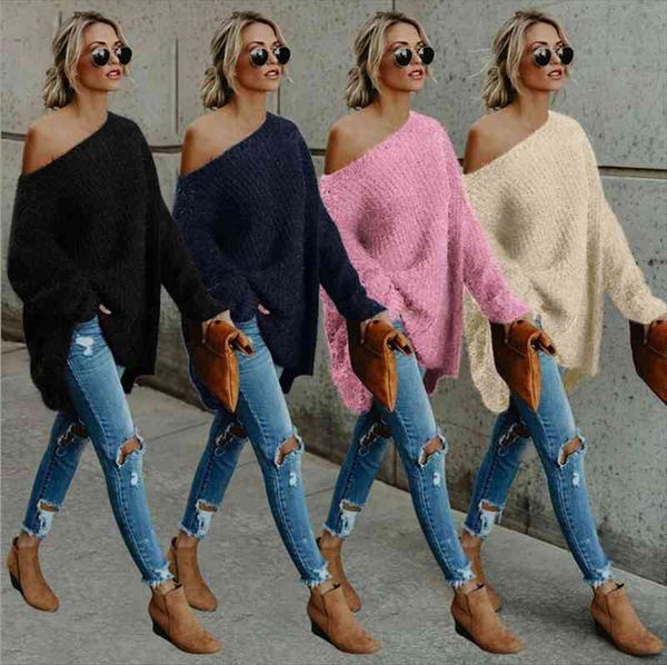 women pullovers casual long sleeve knitted fluffy sweater loose jumper knitwear autumn one shoulder oversized sweaters, White;black
women pullovers casual long sleeve knitted fluffy sweater loose jumper knitwear autumn one shoulder oversized sweaters, White;black