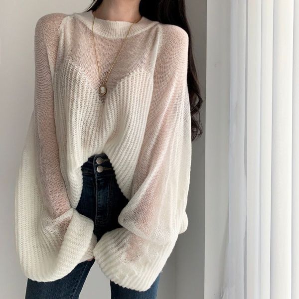 2021 new overrated female knit sweater solid the-neck loose sleeve long flashlight sun protector knitting autumn kv91, White;black
2021 new overrated female knit sweater solid the-neck loose sleeve long flashlight sun protector knitting autumn kv91, White;black