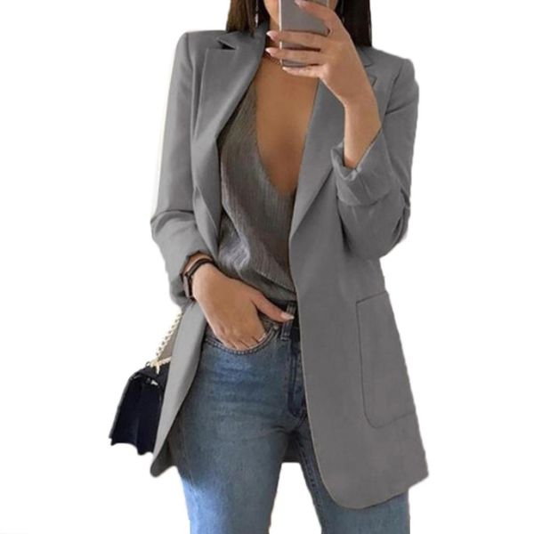women's suits & blazers fashion women office suit solid color no button lapel blazer coat woman, White;black
women's suits & blazers fashion women office suit solid color no button lapel blazer coat woman, White;black