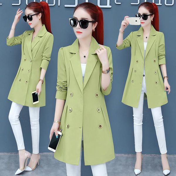 women's single suit autumn new temperament long trench coat women's suit jacket solid color double-breasted temperament jacket, White;black
women's single suit autumn new temperament long trench coat women's suit jacket solid color double-breasted temperament jacket, White;black