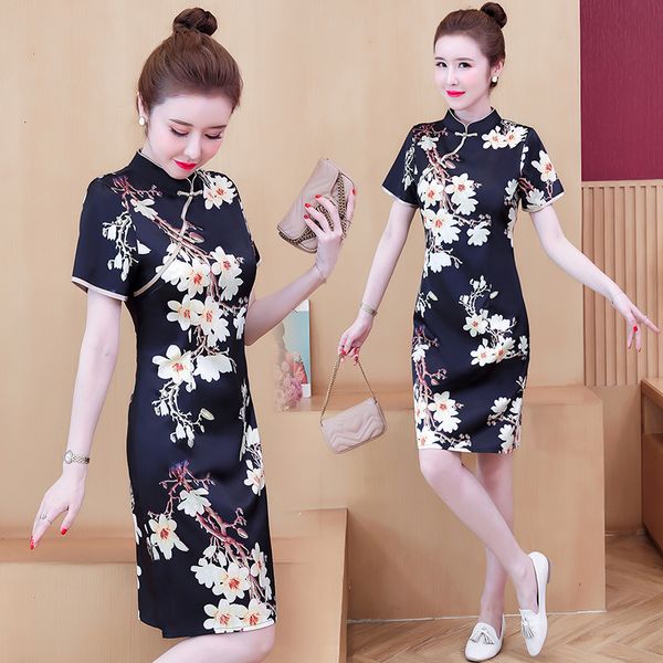 womens plus size cheongsam black printing flower party 2021 summer short skinny chinese dressed mbje, Black;gray
womens plus size cheongsam black printing flower party 2021 summer short skinny chinese dressed mbje, Black;gray