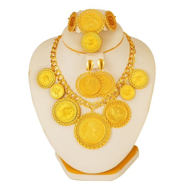 coin necklace/earring/ring/bracelet jewelry sets for women gold color coins arabic/african bridal turkey wedding gifts 201222, Slivery;crystal 
coin necklace/earring/ring/bracelet jewelry sets for women gold color coins arabic/african bridal turkey wedding gifts 201222, Slivery;crystal