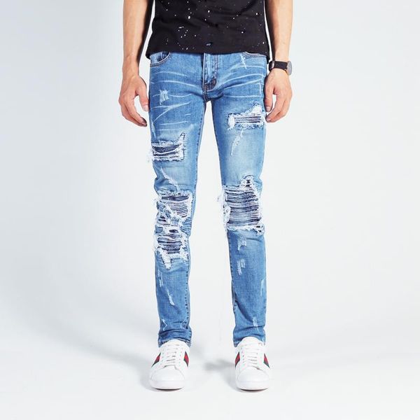 men's jeans american streetwear men blue color destroyed ripped punk pants elastic patchwork designer hip hop skinny
men's jeans american streetwear men blue color destroyed ripped punk pants elastic patchwork designer hip hop skinny