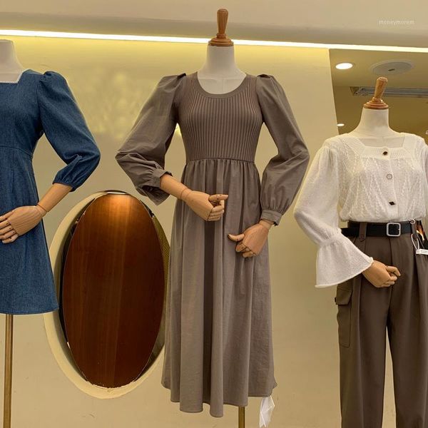 casual dresses south korea 2021 bubble long sleeve stitched thread solid color girl's cotton round collar dress shirt trend1, Black;gray
casual dresses south korea 2021 bubble long sleeve stitched thread solid color girl's cotton round collar dress shirt trend1, Black;gray