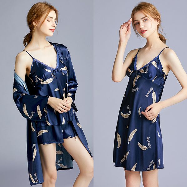 Lady Print 4PCS Robe Set Sexy Nightgown Kimono Bathrobe Gown Satin Summer New Sleepwear Nightwear Home Clothes Silky Homewear, Style a
Lady Print 4PCS Robe Set Sexy Nightgown Kimono Bathrobe Gown Satin Summer New Sleepwear Nightwear Home Clothes Silky Homewear, Style a